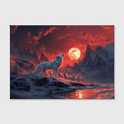 Холст прямоугольный Белый волк воет на луну, цвет: 3D-принт — фото 2