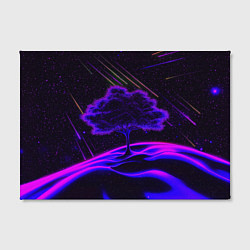 Холст прямоугольный Дерево и звездопад неоновый космос, цвет: 3D-принт — фото 2