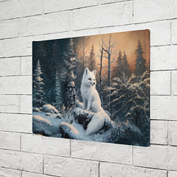 Холст прямоугольный Белый лисенок в зимнем лесу, цвет: 3D-принт — фото 2
