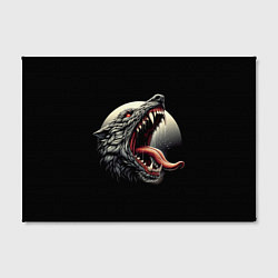 Холст прямоугольный Волчья морда на фоне луны - нейроарт, цвет: 3D-принт — фото 2