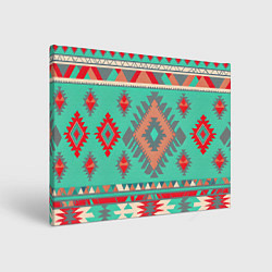 Картина прямоугольная Оранжево бирюзовый геометрический узор в стиле ацт