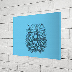 Холст прямоугольный Маяк с розами и кораблем, цвет: 3D-принт — фото 2