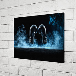Холст прямоугольный Черные бойцовские перчатки в дыму, цвет: 3D-принт — фото 2