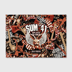 Холст прямоугольный Sum 41 на фоне кролика и гитар, цвет: 3D-принт — фото 2