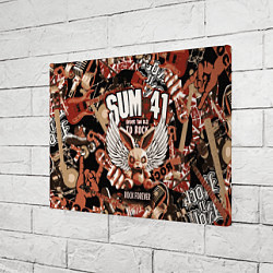 Холст прямоугольный Sum 41 на фоне кролика и гитар, цвет: 3D-принт — фото 2
