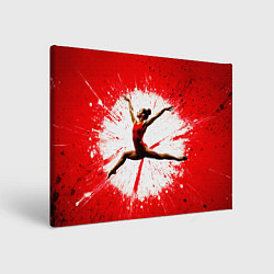 Холст прямоугольный Воздушная гимнастка на красном, цвет: 3D-принт