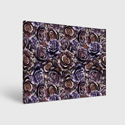 Холст прямоугольный Фиолетовые мраморные розы - паттерн, цвет: 3D-принт