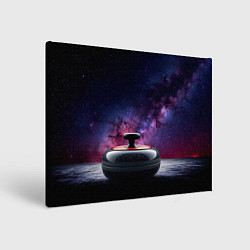 Холст прямоугольный Камень для кёрлинга в космосе, цвет: 3D-принт