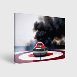 Картина прямоугольная Камень для кёрлинга в черном дыму