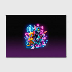 Холст прямоугольный Гитарист Том и вокалист Джерри - неоновое свечение, цвет: 3D-принт — фото 2