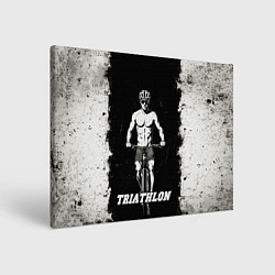 Картина прямоугольная Триатлонист на черно-белом