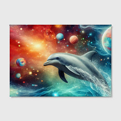 Холст прямоугольный Галактический дельфин - неоновый космос, цвет: 3D-принт — фото 2