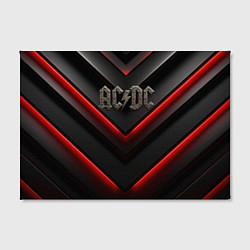 Холст прямоугольный ACDC лого из металла на черно-красной текстуре, цвет: 3D-принт — фото 2