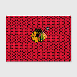 Холст прямоугольный Чикаго Блэкхокс - красные соты, цвет: 3D-принт — фото 2