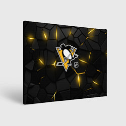 Холст прямоугольный Питтсбург Пингвинз - плиты с подсветкой, цвет: 3D-принт