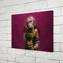 Холст прямоугольный Девушка с татуировкой в очках, цвет: 3D-принт — фото 2