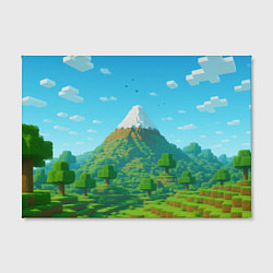 Холст прямоугольный Пейзаж Minecraft с горой со снежной шапкой, цвет: 3D-принт — фото 2