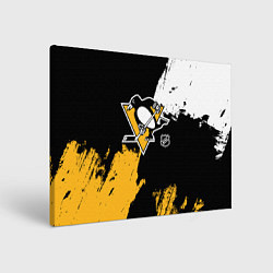 Холст прямоугольный Питтсбург Пингвинз - брызги, цвет: 3D-принт