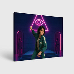 Холст прямоугольный Игрок 067 замахивается - Игра в кальмара, цвет: 3D-принт