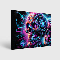 Картина прямоугольная Neon cyber skull