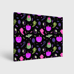 Холст прямоугольный Halloween pink black pumpkin, цвет: 3D-принт