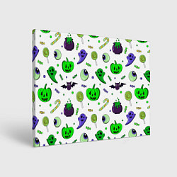 Холст прямоугольный Halloween light green pumpkin ghost pattern, цвет: 3D-принт