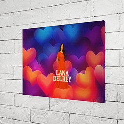 Холст прямоугольный Lana Del Rey на фоне сердечек, цвет: 3D-принт — фото 2