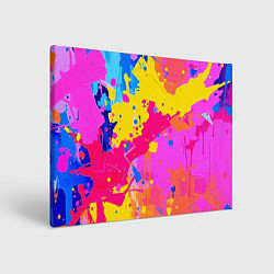 Холст прямоугольный Яркие пятна акриловой краски на стене, цвет: 3D-принт