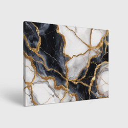 Картина прямоугольная Мрамор белый и черный с золотом