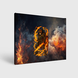 Холст прямоугольный Герой аниме дракон с огненным мечем, цвет: 3D-принт