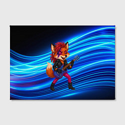 Холст прямоугольный Лиса в косухе и гитарой - рок звезда, цвет: 3D-принт — фото 2