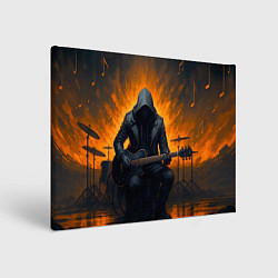 Холст прямоугольный Гитарист играющий в пламени, цвет: 3D-принт