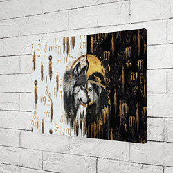 Холст прямоугольный Волк и девушка индеец как инь янь, цвет: 3D-принт — фото 2