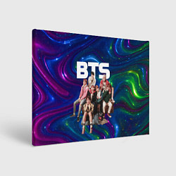 Холст прямоугольный BTS фотосессия на диване, цвет: 3D-принт