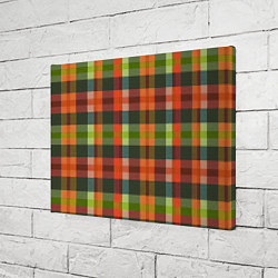 Холст прямоугольный Красно-зелёная клетка с текстурой ткани, цвет: 3D-принт — фото 2