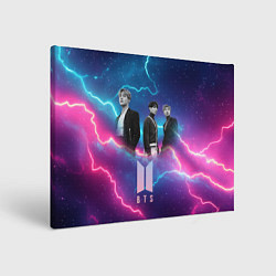 Картина прямоугольная BTS на фоне молний