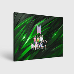 Картина прямоугольная BTS на черно-зеленом фоне