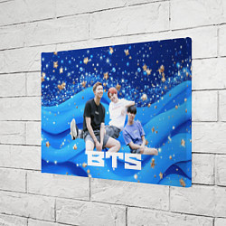 Холст прямоугольный BTS голубые волные и золотые звезды, цвет: 3D-принт — фото 2