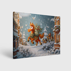 Холст прямоугольный Новогодняя лошадка с большими глазами, цвет: 3D-принт