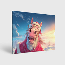 Холст прямоугольный Радостный новогодний конь, цвет: 3D-принт