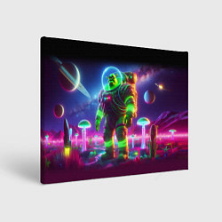 Холст прямоугольный Космонавт Шрук в неоновом скафандре на загадочной, цвет: 3D-принт