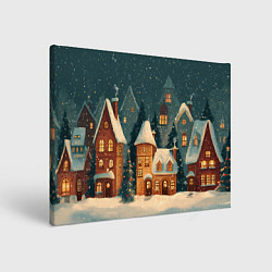 Холст прямоугольный Сказочный Новогодний городок, цвет: 3D-принт