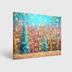 Холст прямоугольный Новогодний город в блестках, цвет: 3D-принт