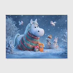 Холст прямоугольный Новогодняя лошадь с подарками, цвет: 3D-принт — фото 2