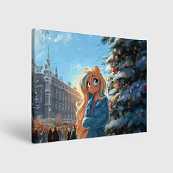 Картина прямоугольная Лошадка на новогодней площади