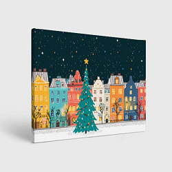 Картина прямоугольная Новогодняя ночь в городе