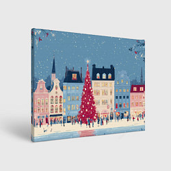 Картина прямоугольная Новогоднее гуляние у красной елки