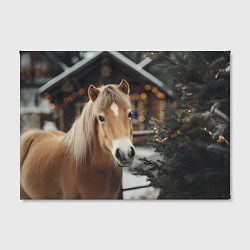 Холст прямоугольный Лошадь у новогодней елки, цвет: 3D-принт — фото 2