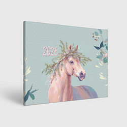Холст прямоугольный 2026 Лошадка символ года, цвет: 3D-принт