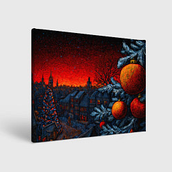 Холст прямоугольный Новый год в ночном городе, цвет: 3D-принт